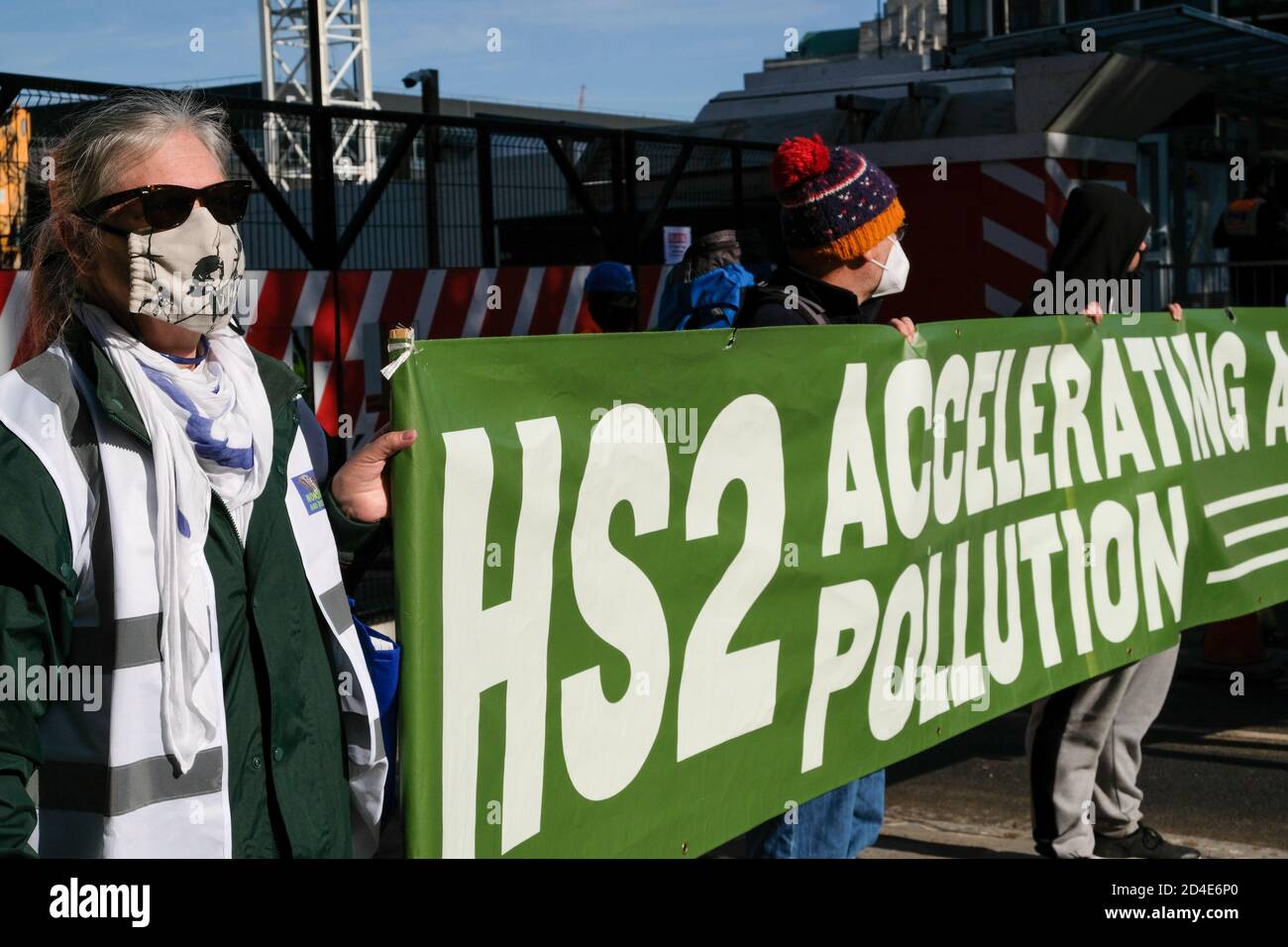 Hs2 Line Protests Euston station, HS2, London, UK. 9th Oct 2020. Climate change protests ...