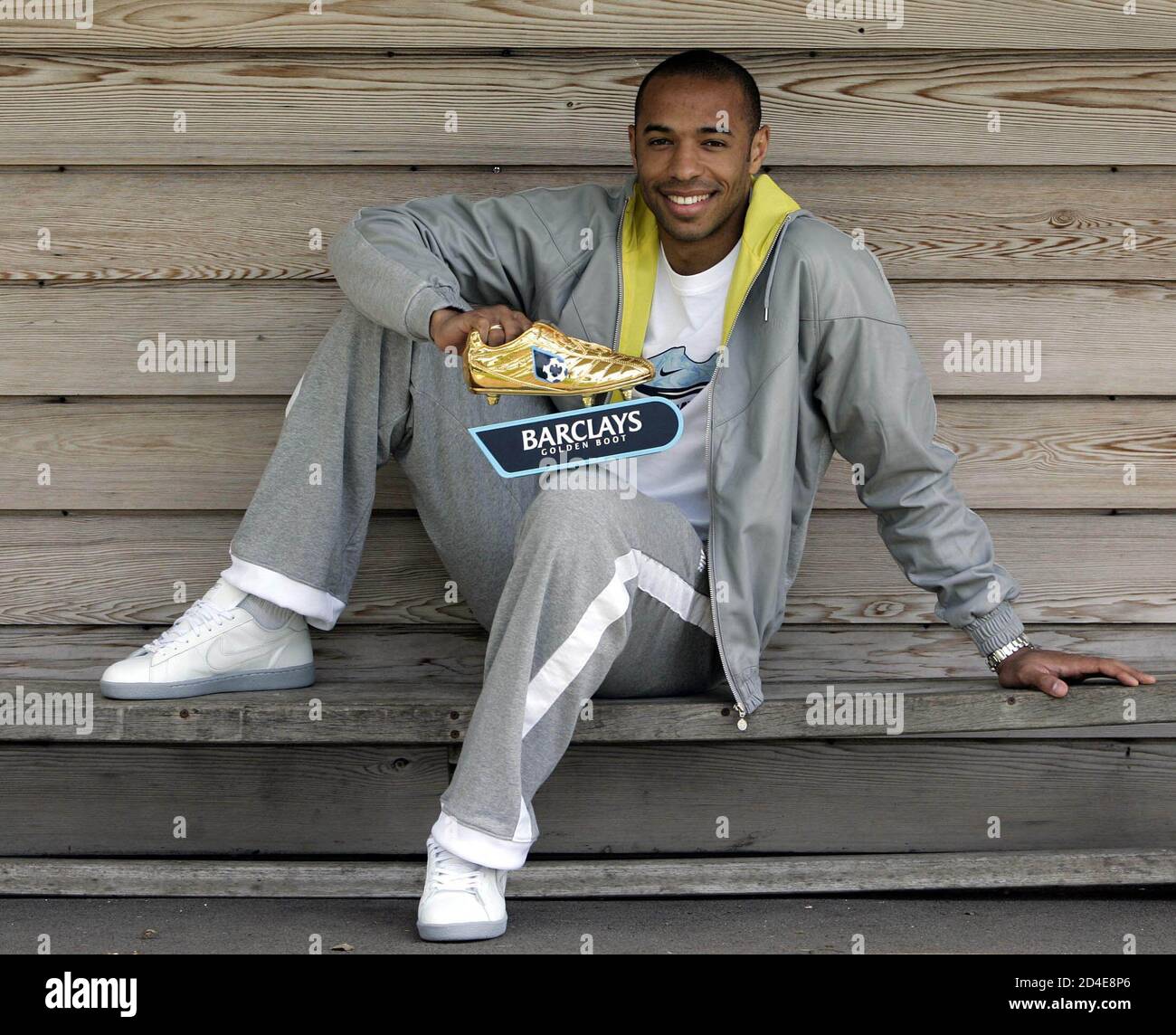 A Hand Out Picture Of Arsenal S Striker Thierry Henry Who Poses With The Golden Boot Which Is Awarded To The Top Scorer In The English Premier League May 16 05 Henry Scored