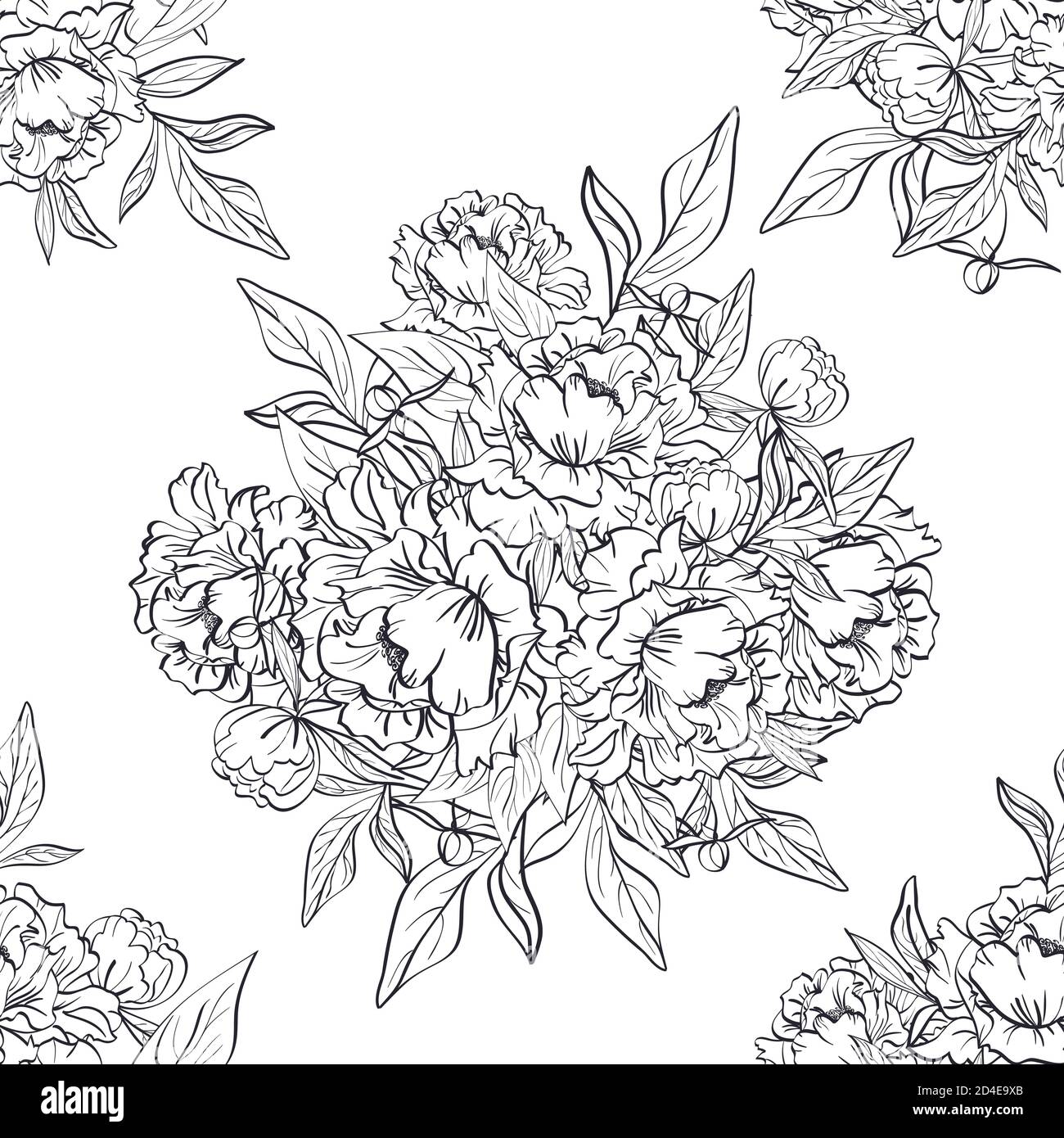 Black and white floral endless pattern hi-res stock photography and ...