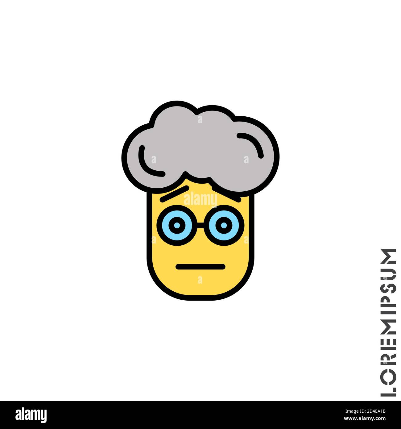 cute yellow emoticon sticker boy, man icon, vector illustration. Embarrassed Shy Blushing Face Emoticon Icon Vector Illustration Stock Vector