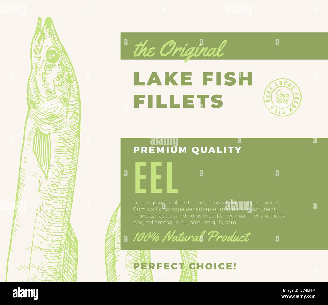 Premium Quality Fish Fillets. Abstract Vector Fish Packaging Design or ...