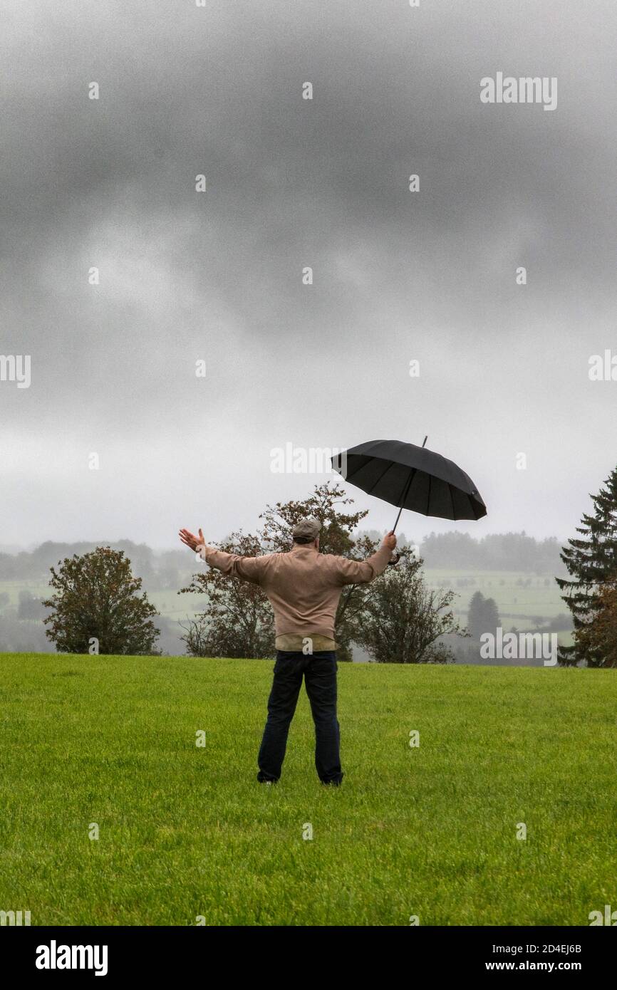 Heavy rainy weather with storm Stock Photo