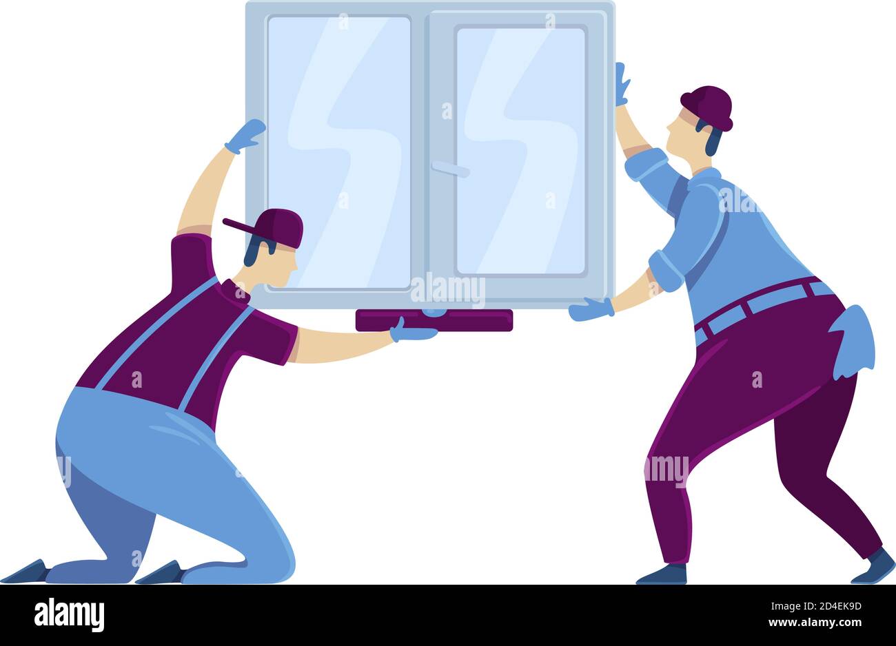 Window installation flat color vector faceless character Stock Vector