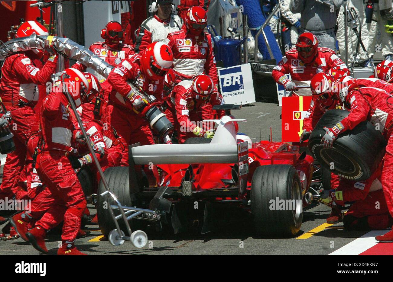 Michael schumacher pit stop in ferrari hires stock photography and