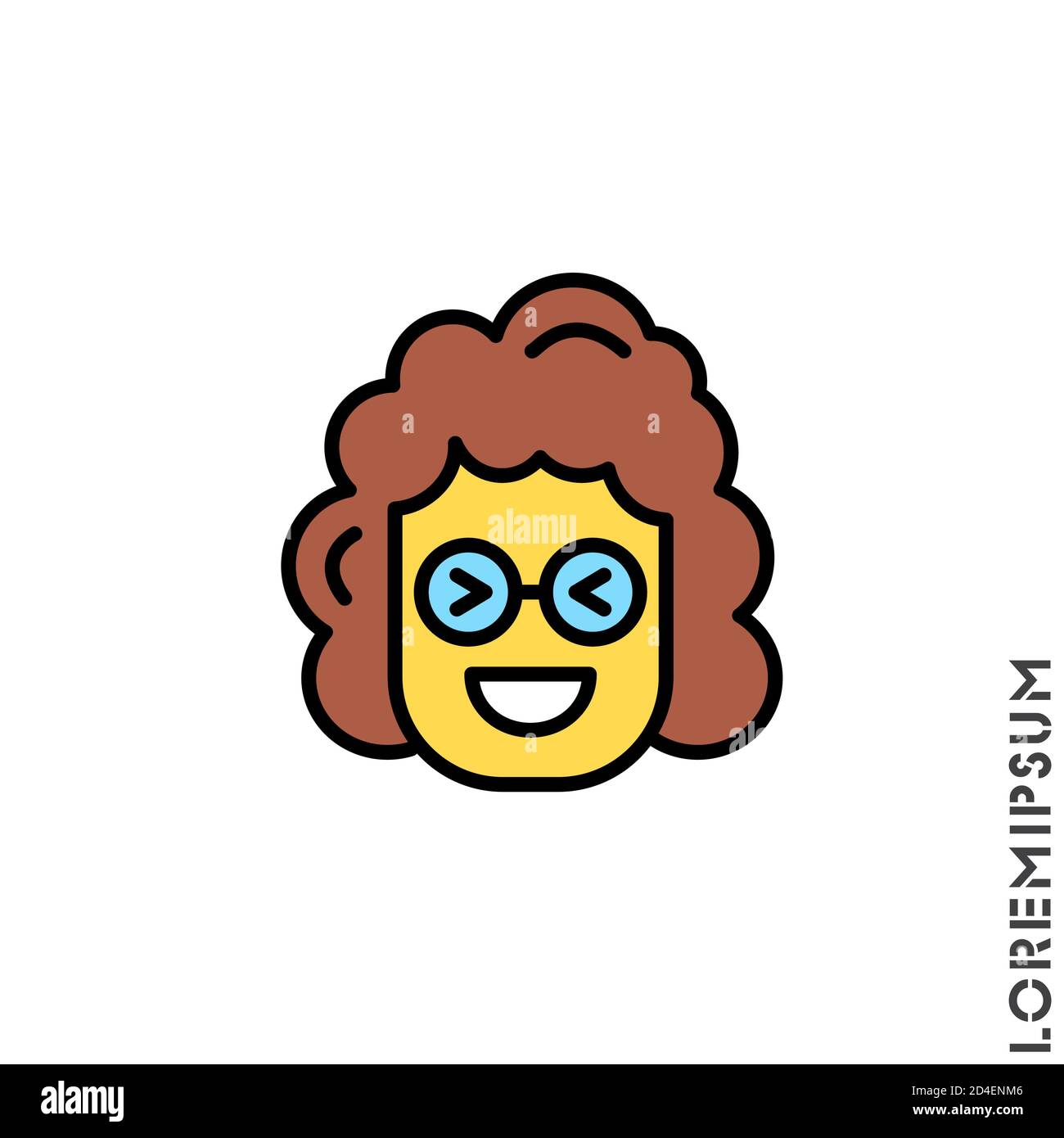 Emoticon vector girl, woman yellow icon on white background. vector emoticon icon symbol sign from modern user interface collection for mobile concept Stock Vector