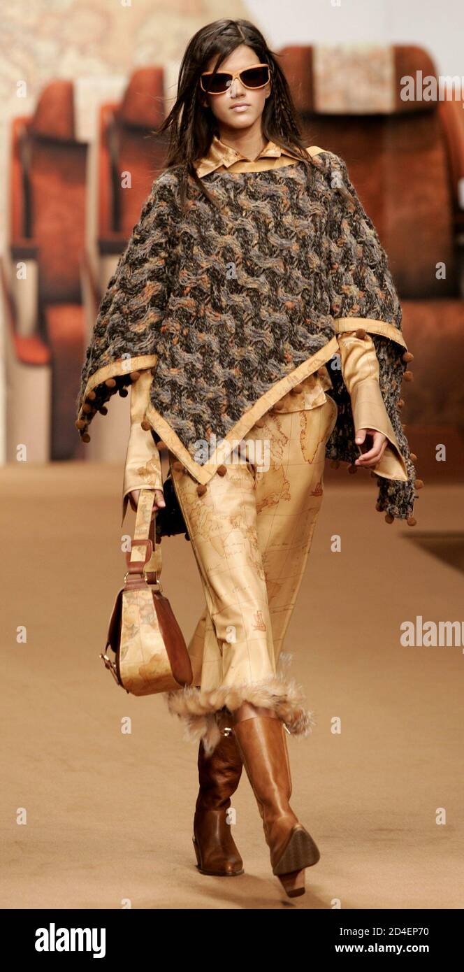 A model presents a creation as part of Alviero Martini's Fall/Winter  2005/06 women's collections during Milan's fashion week February 21, 2005.  The fashion week runs until February 26 Stock Photo - Alamy