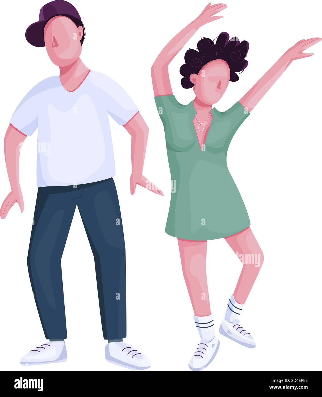 Couple dancing together flat color vector faceless character Stock Vector