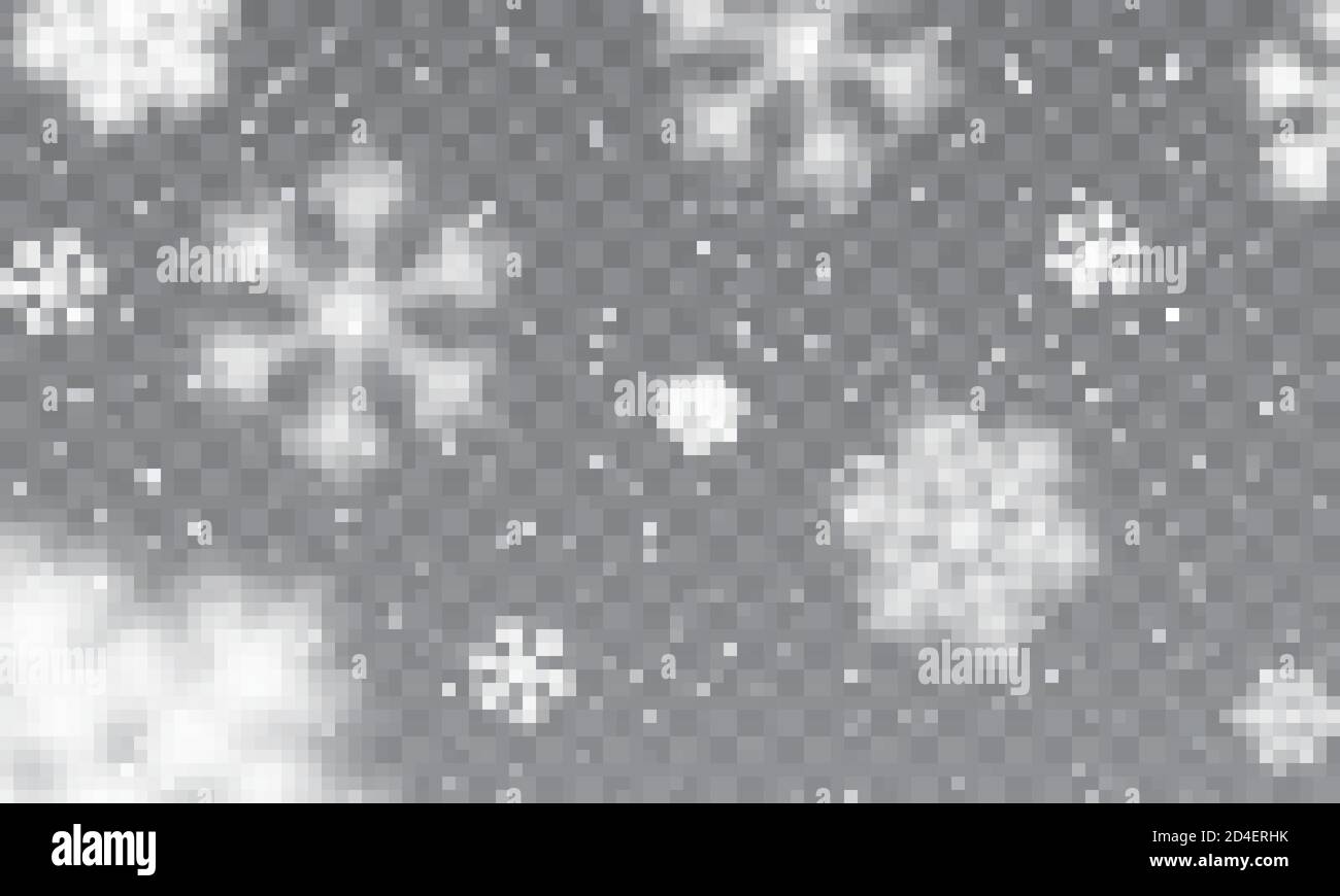 Christmas snow. Falling snowflakes on transparent background. Snowfall ...