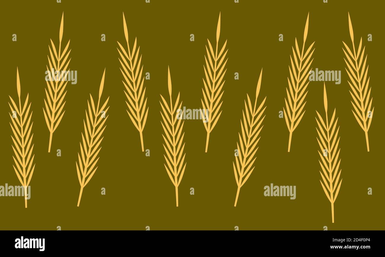 Ears of wheat. Seamless border or pattern. Vector illustration for background Stock Vector