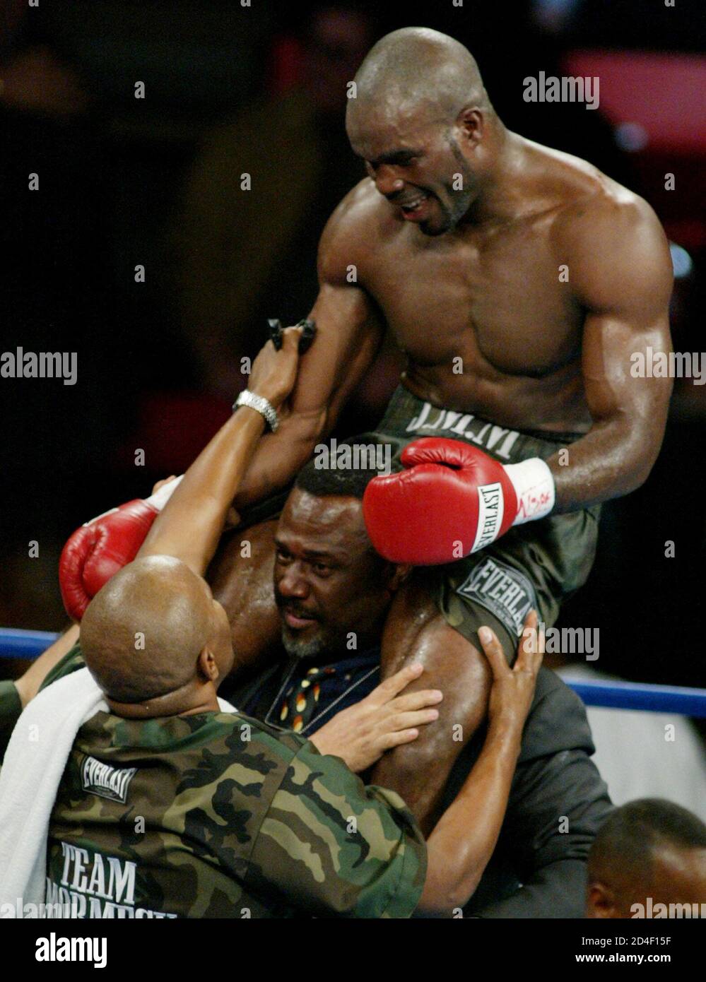 WBA cruiserweight champion Jean-Marc Mormeck of Noisy LeGrand, France is  carried around the ring after an eight round TKO over Alexander Gurov of  Marioupol, Ukraine at the Thomas & Mack Center in