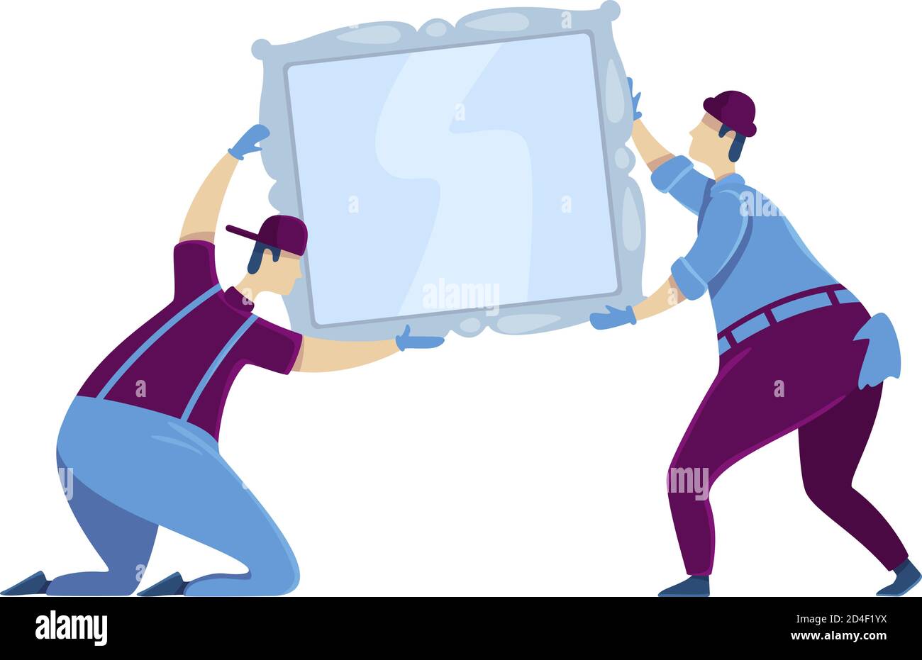 Hanging mirror flat color vector faceless characters Stock Vector