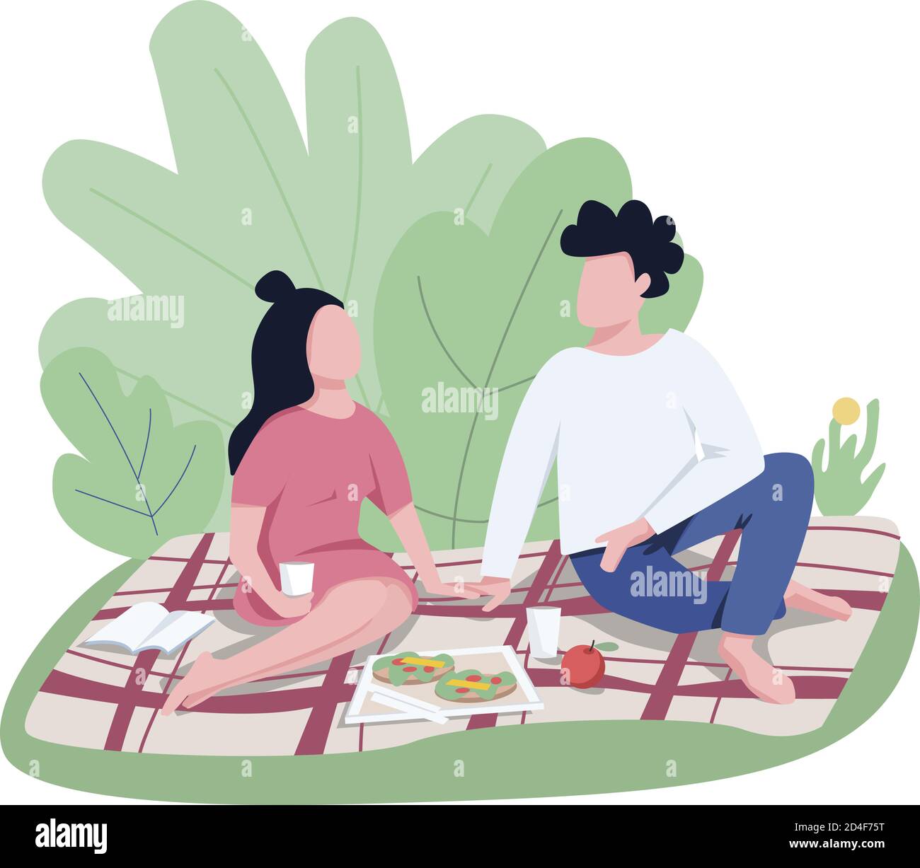 Romantic date outdoors flat color vector faceless characters Stock ...