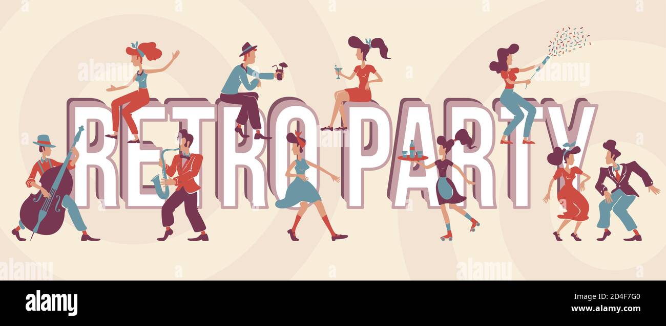 Retro party word concepts flat vector banner Stock Vector Image & Art ...