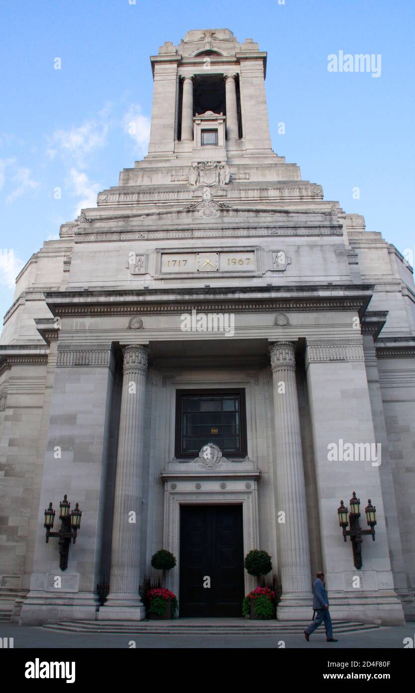 Freemasons' Hall in London is the headquarters of the United Grand Lodge of England and the Supreme Grand Chapter of Royal Arch Masons of England, as Stock Photo