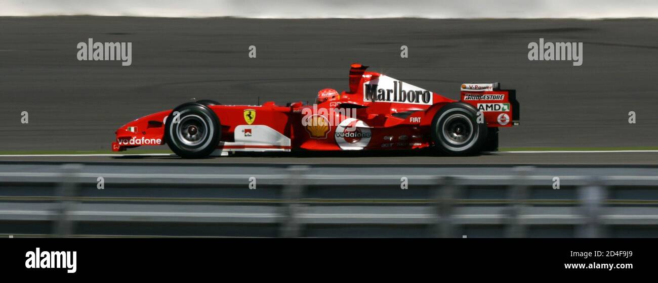 Ferrari F1 World Champion Michael Schumacher Of Germany Drives During The First Practice Session For The European Formula One Grand Prix At The Nuerburgring Racing Circuit In Western Germany May 27 2005