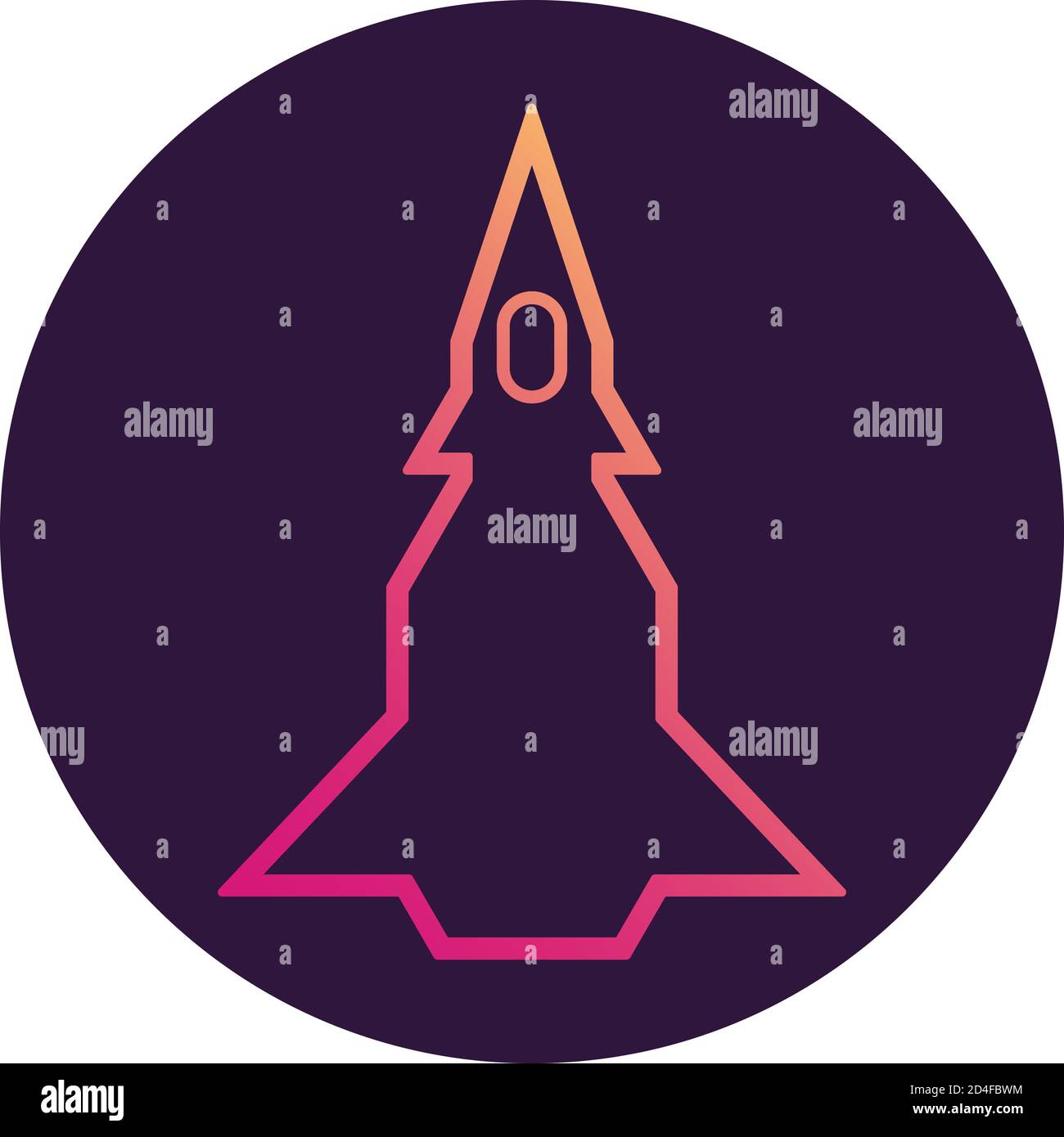 Space rocket.Spaceship icon. Flat line art vector. Stock Vector
