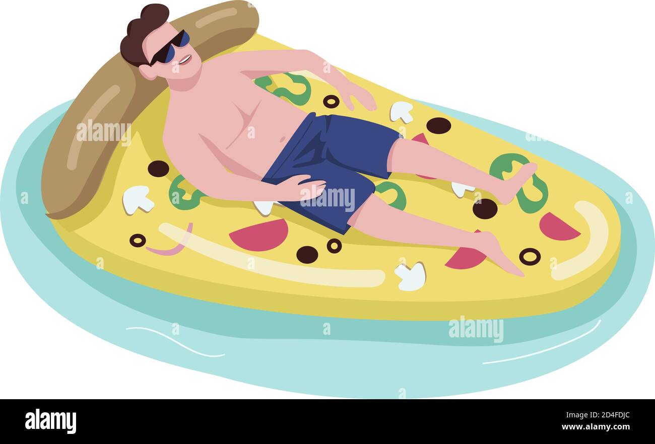 Man sunbathing flat color vector faceless character Stock Vector
