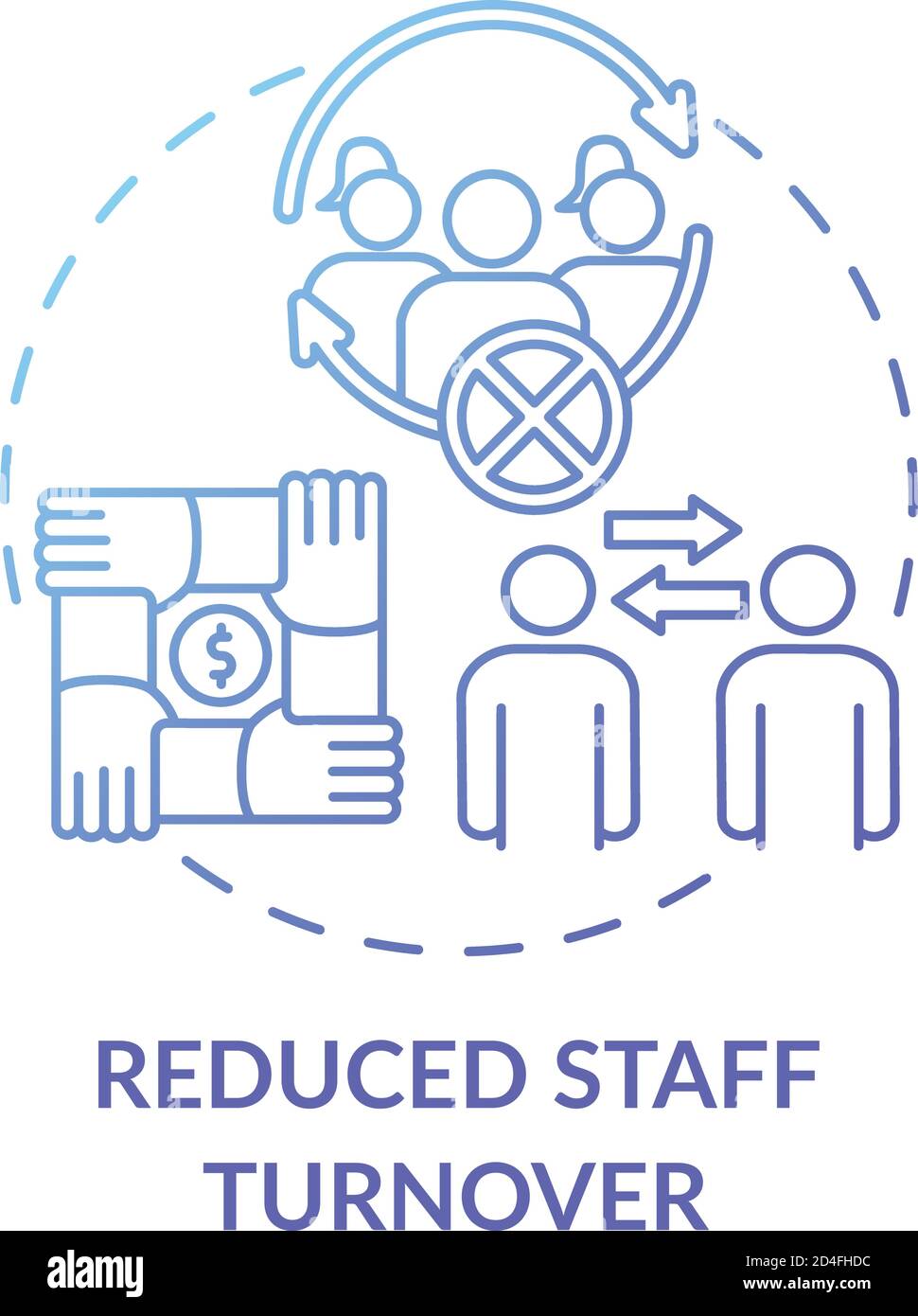 Reduced staff turnover concept icon Stock Vector