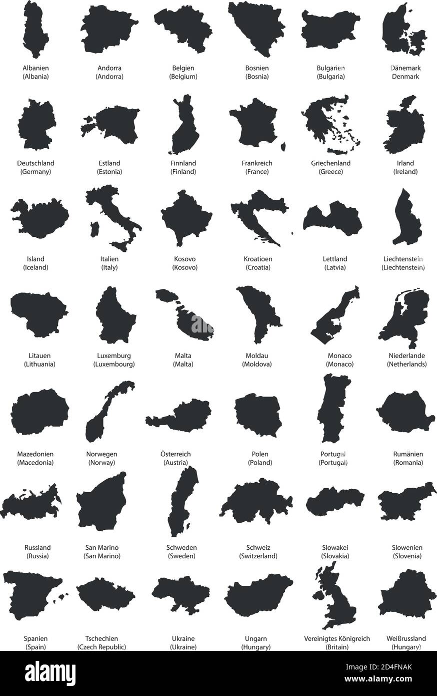 Europe Country Territories Vector on flat design Stock Vector