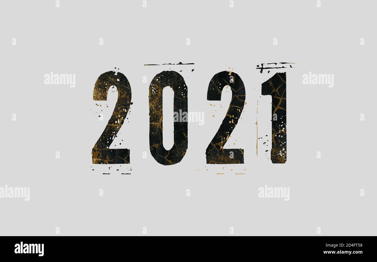 Luxury 2021 Happy New Year elegant design - vector illustration of golden 2021 logo numbers Stock Vector