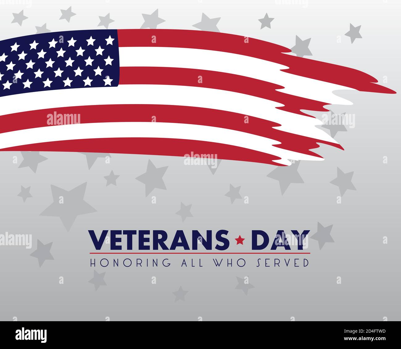 happy veterans day lettering with usa flag painted vector illustration ...