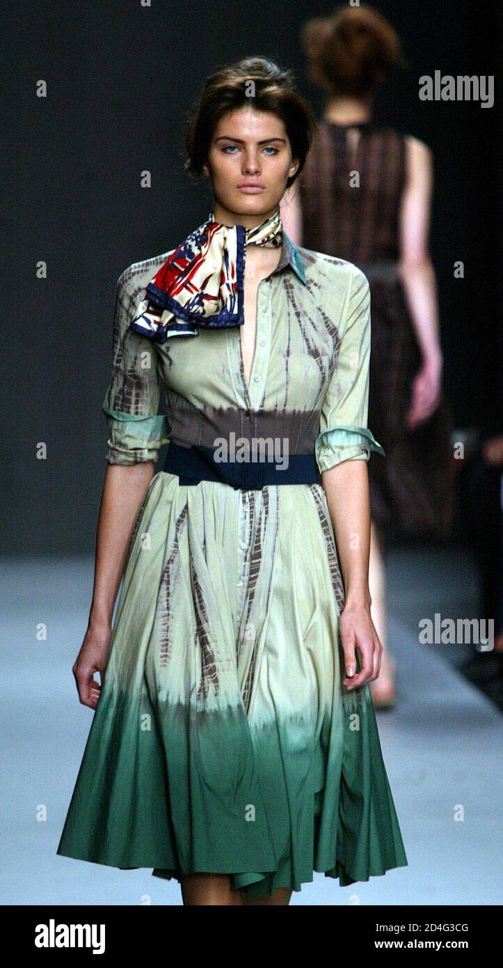 A model wears a creation as part of Prada Spring/Summer women's collection  2004, at the Milan fashion show, October 1, 2003. The Milan fashion week  will run until October 5 Stock Photo - Alamy