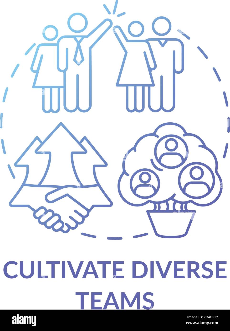 Cultivate diverse teams concept icon Stock Vector