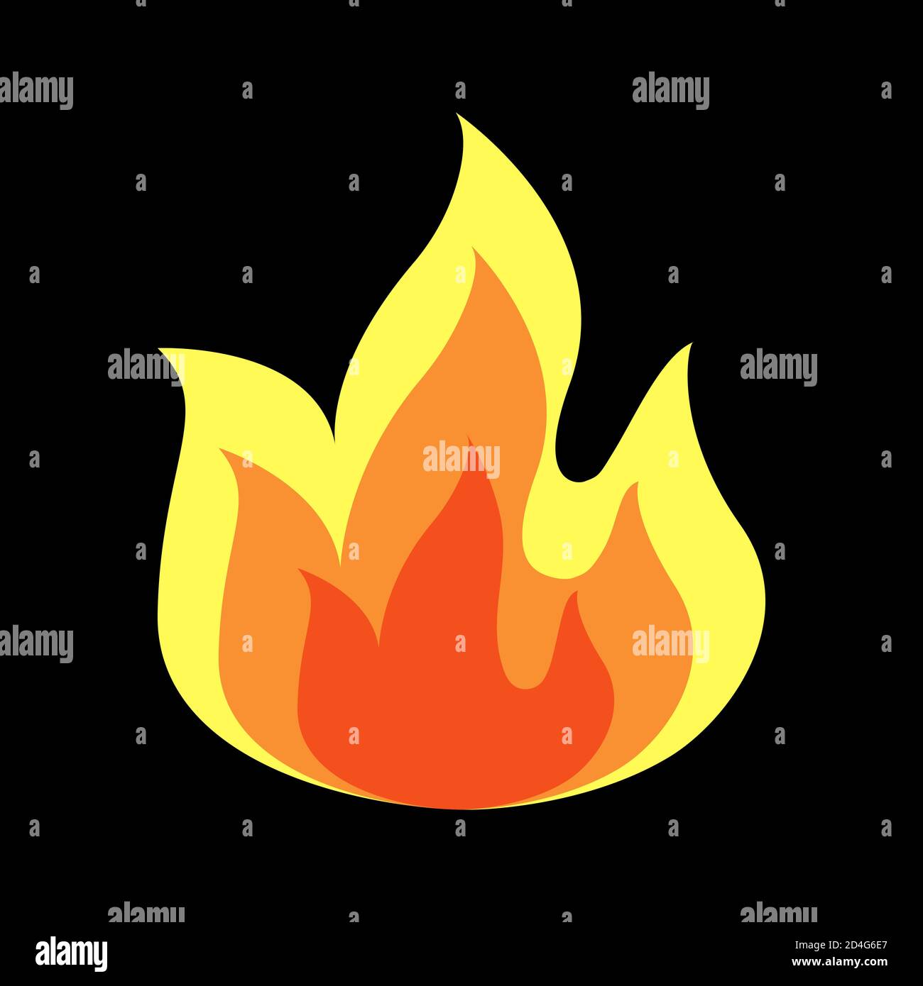 Fire flame Logo icon vector illustration on black background Stock ...
