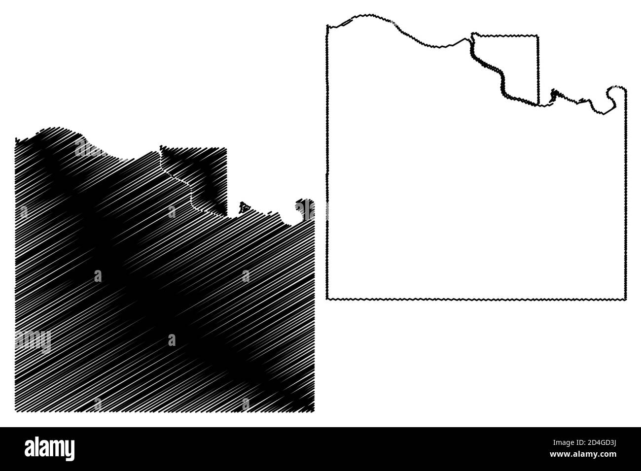 Douglas County, Kansas (U.S. county, United States of America, USA, U.S., US) map vector illustration, scribble sketch Douglas map Stock Vector