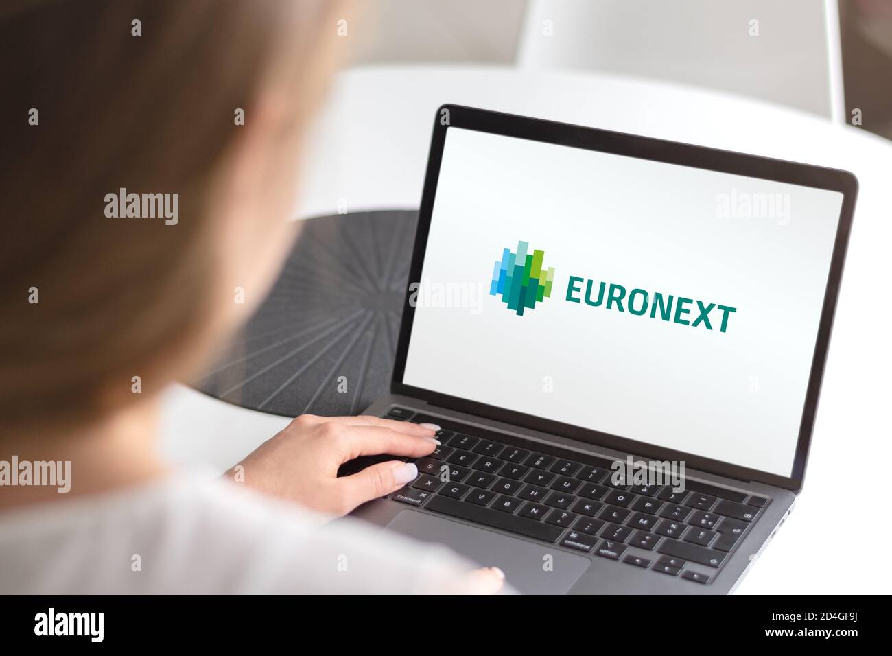 Guilherand-Granges, France - October 09, 2020. Notebook with Euronext logo. Largest stock exchange in Europe. Stock Photo