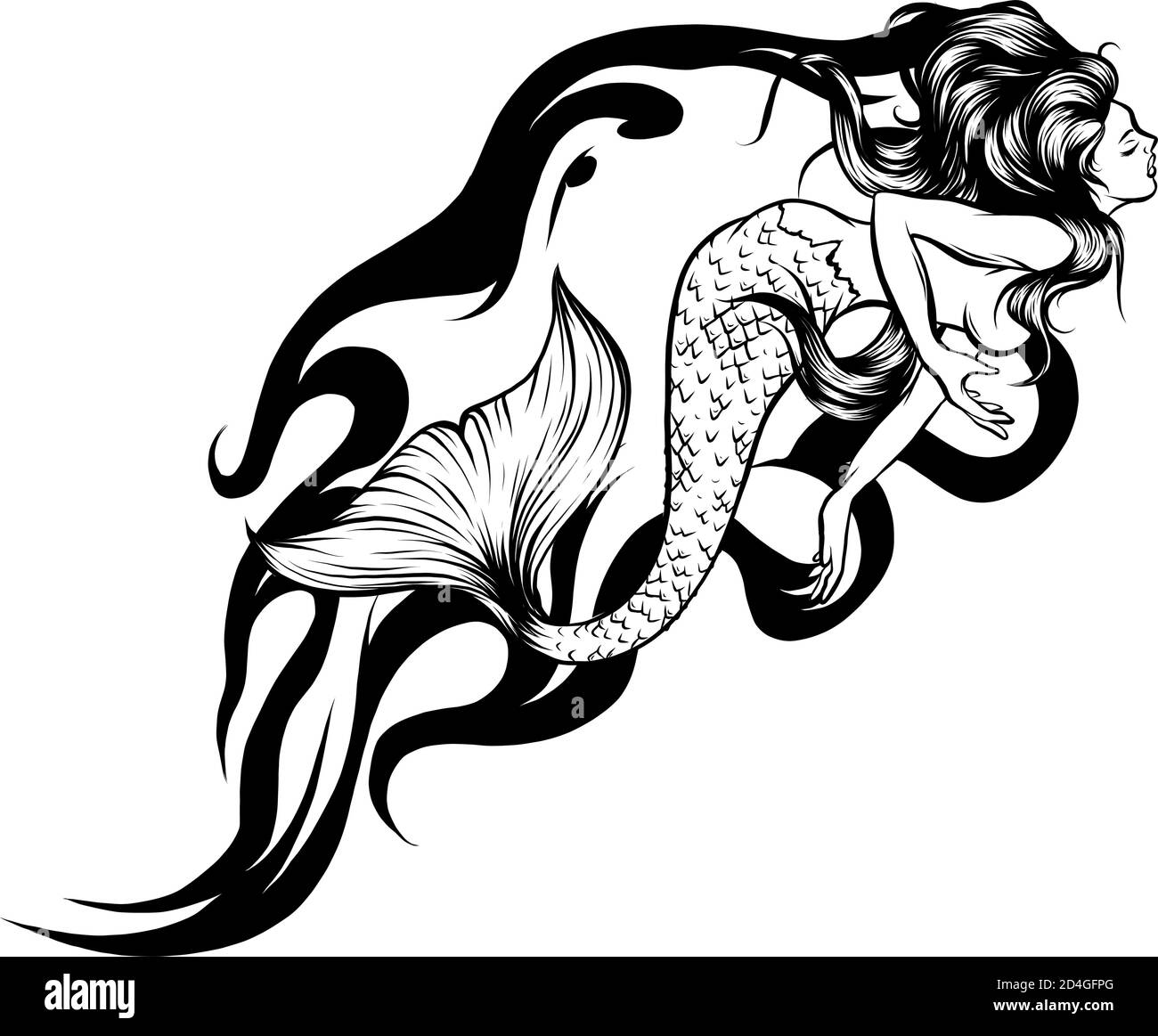 Cute cartoon mermaids. Siren. Sea theme. vector illustration Stock Vector