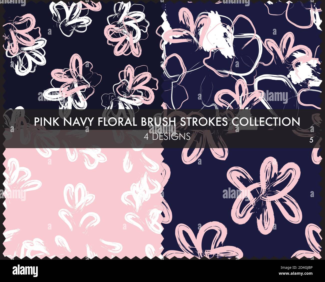 Floral brush strokes seamless pattern collection includes 4 designs for ...