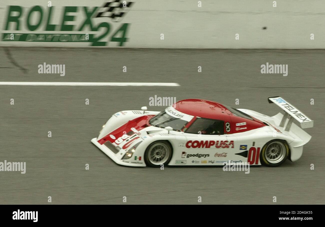 Max Papis of Como, Italy takes his last practice laps in the Lexus Riley  #01 car in Daytona, Florida January 30, 2004. The car will sit on pole for  the running of