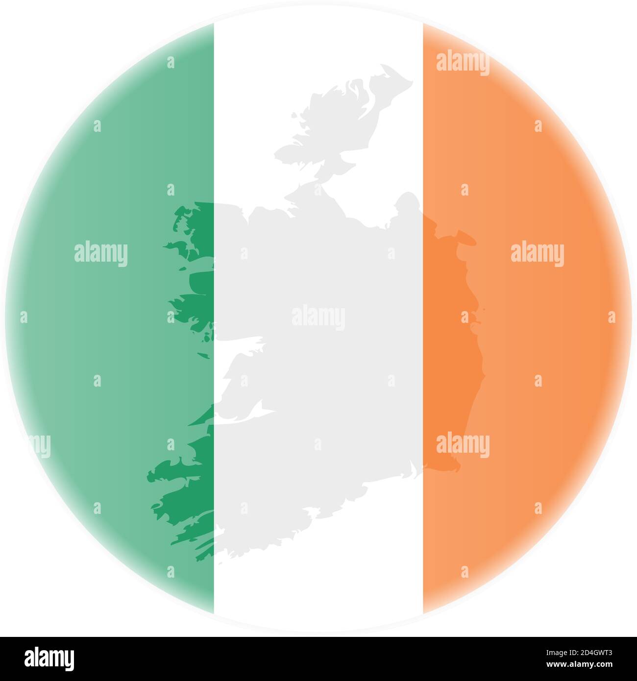 round irish flag and map of ireland outline sticker or badge vector illustration Stock Vector