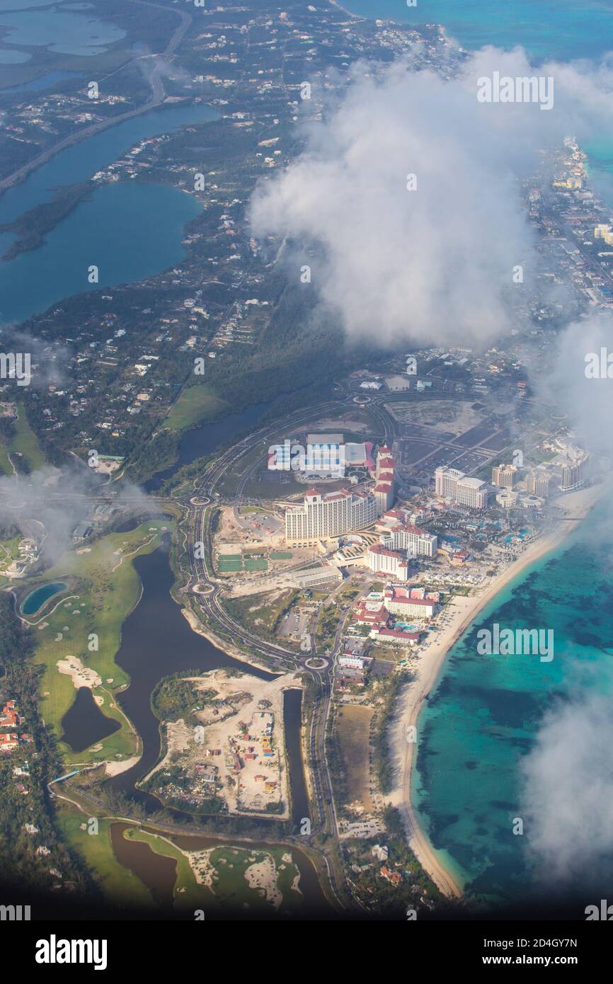 Caribbean, Bahamas, Providence Island, Nassau, Aerial view of Cable