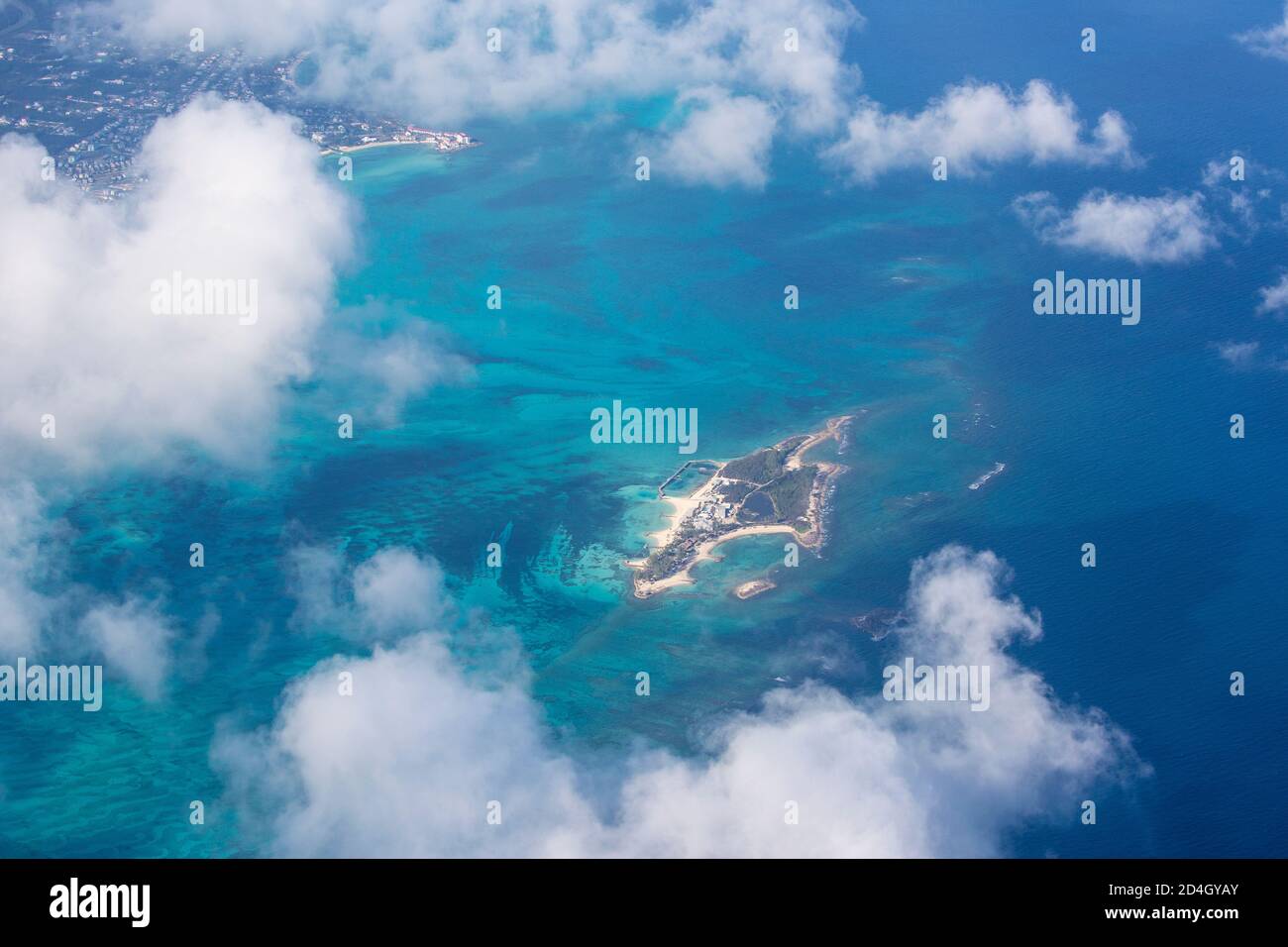 Caribbean, Bahamas, Aerial view of Discovery island Stock Photo