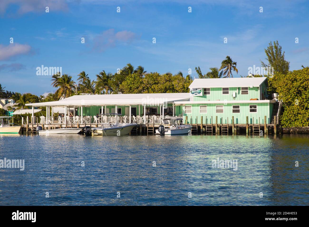 Bahamas, Abaco Islands, Elbow Cay, Hope Town, Harbour front restaurant