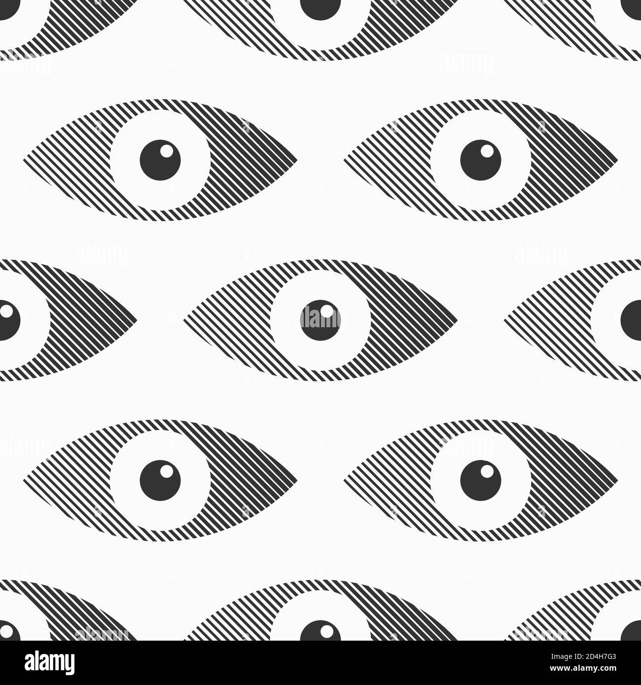 Abstract seamless eyes pattern. Stylized eye shapes with diagonal