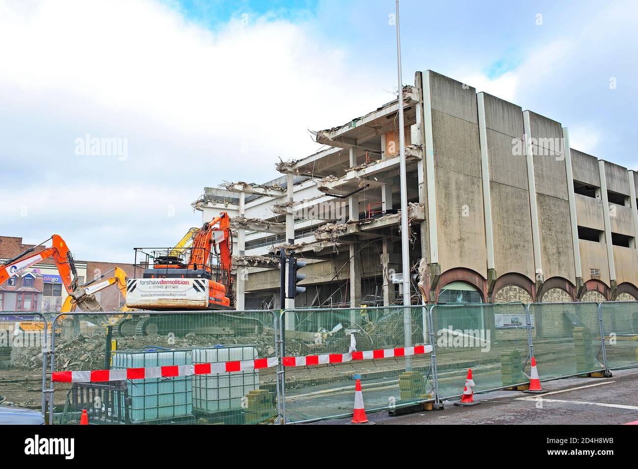 Demolition of car park and Wilko's (Wilkinson's) store in Blackpool