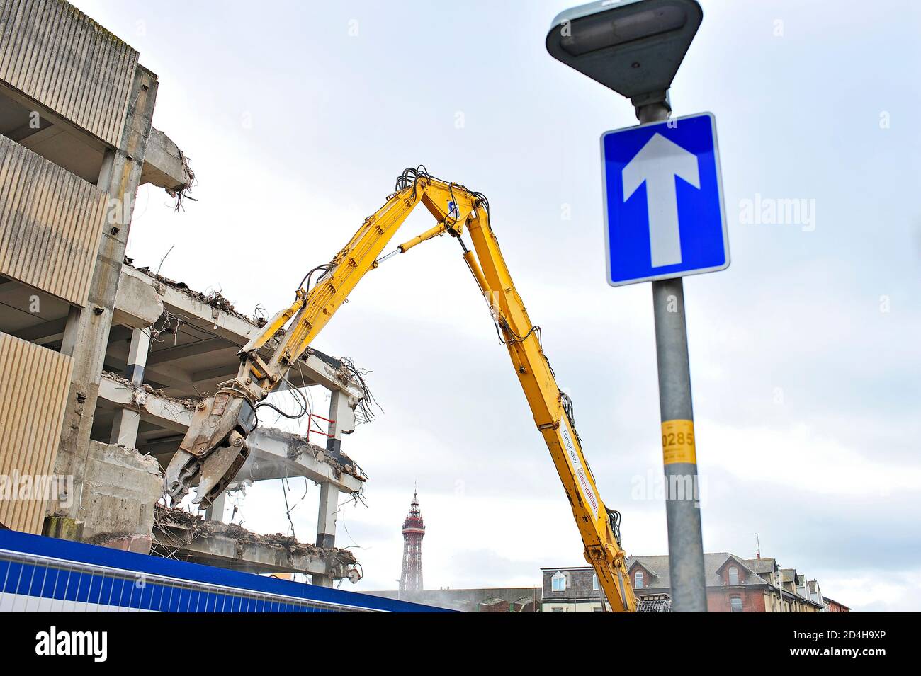 Demolition of old car park and Wilko's (Wilkinson's) store in Blackpool town centre Stock Photo