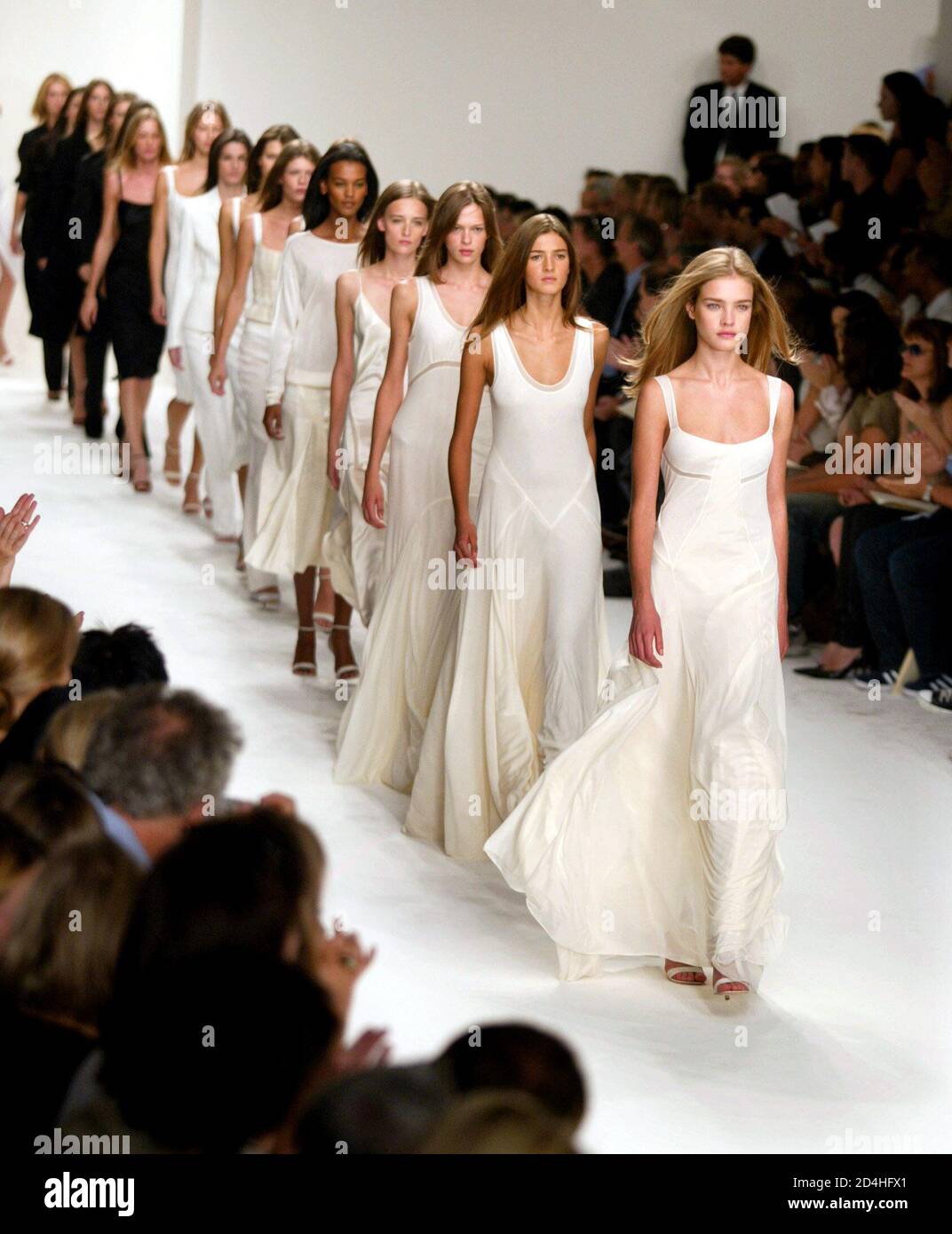 The models in the Calvin Klein fashion show walk down the runway at the end  of the designers Spring 2003 collection in New York City, September 19,  2002 Stock Photo - Alamy
