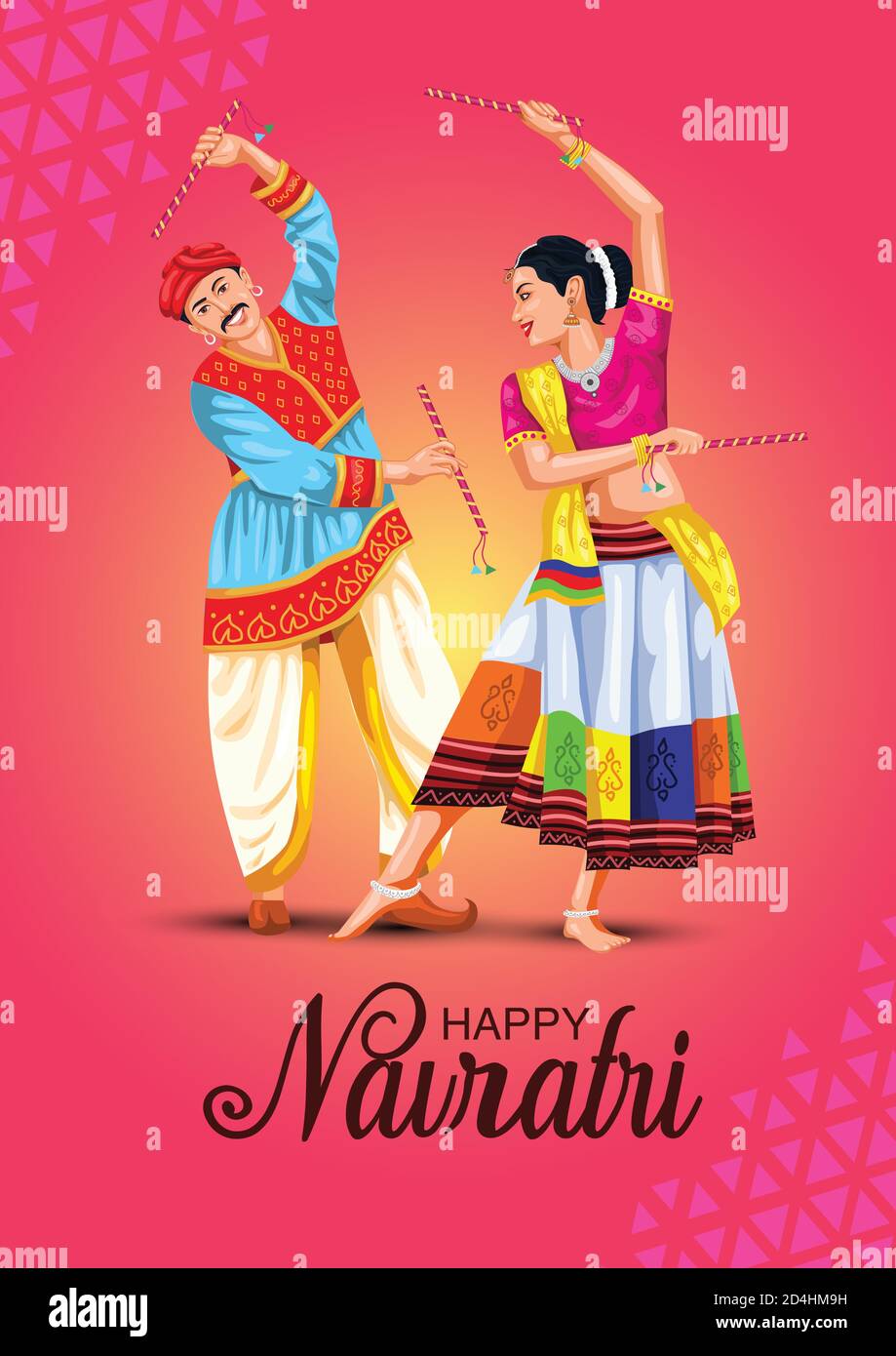 Garba Night poster for Navratri Dussehra festival of India. vector ...