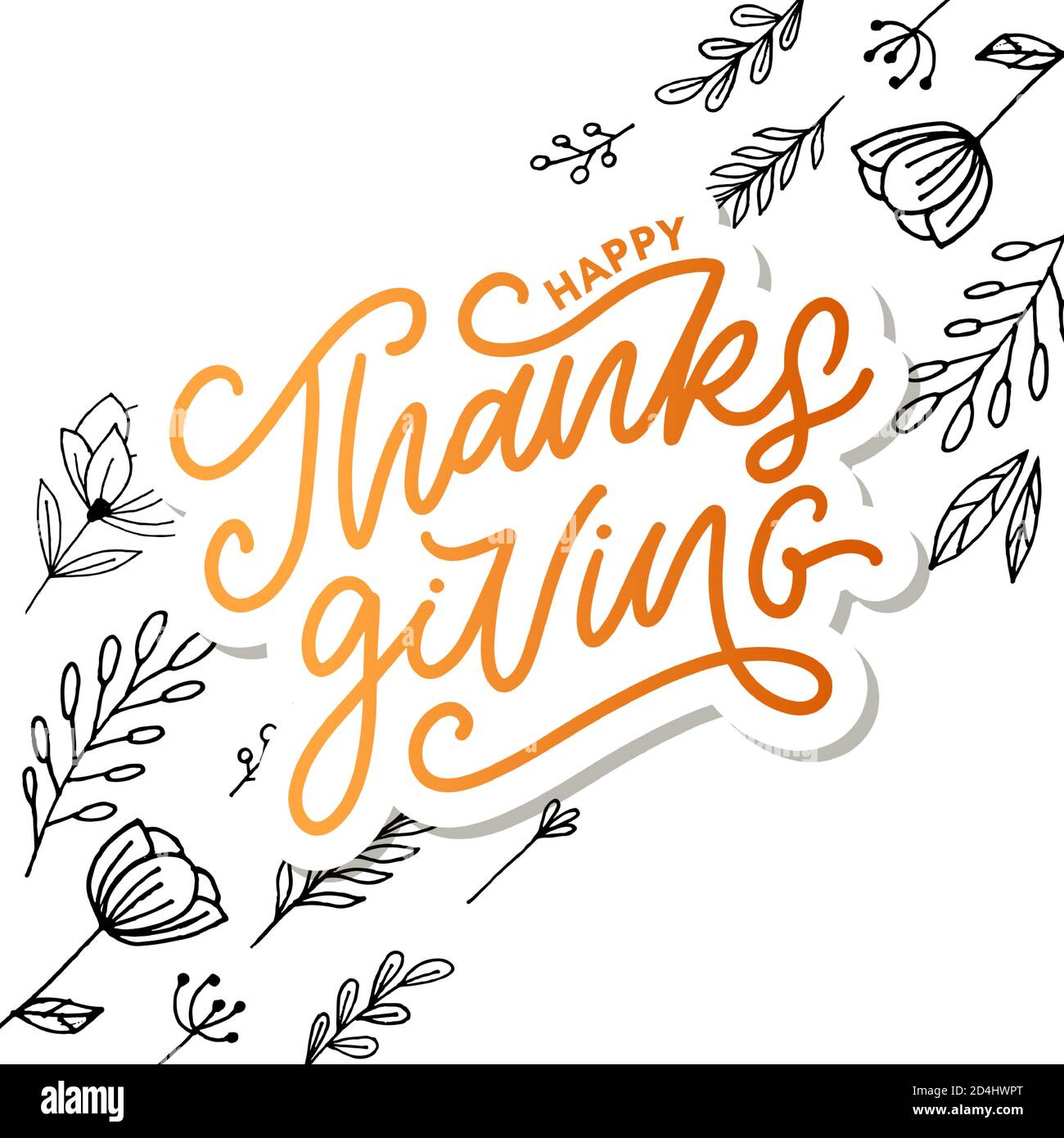happy thanksgiving lettering calligraphy text brush vector Stock Vector ...