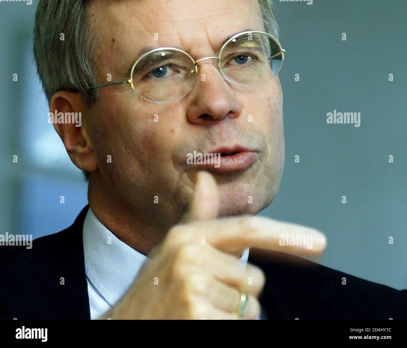Michael Otto, company chairman of 'Otto Versand', gestures during an interview in Hamburg February 6, 2001. Otto Versand, the world's largest mail-order conglomerat, has seen its Internet sales more than triple in the past year.  CHA/WS Stock Photo