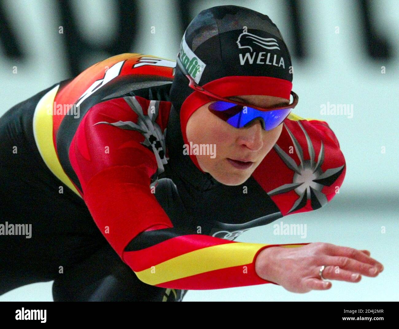 GERMANY'S PECHSTEIN CONCENTRATES DURING 3000 METRES WORLD SINGLE DISTANCE SPEED SKATING