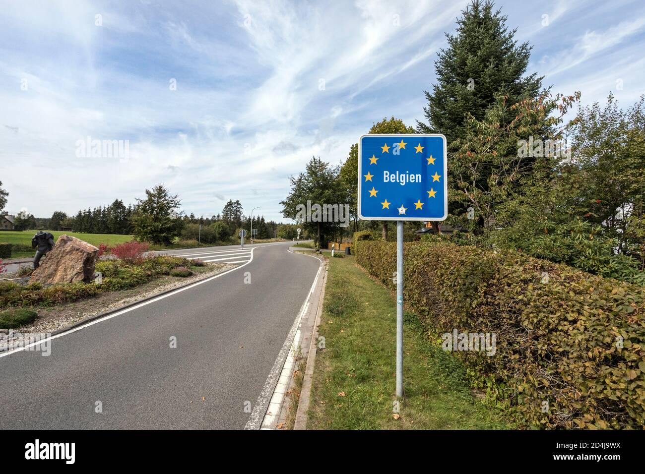 State border Germany Belgium in the northern Eifel near Monschau-Mutzenich Stock Photo