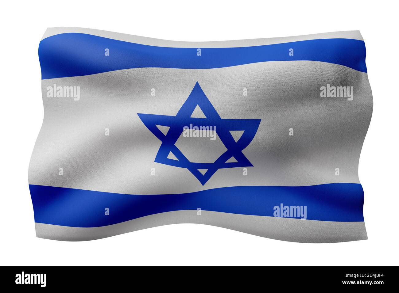 3d rendering of a silked Israel flag isolated on white background Stock ...
