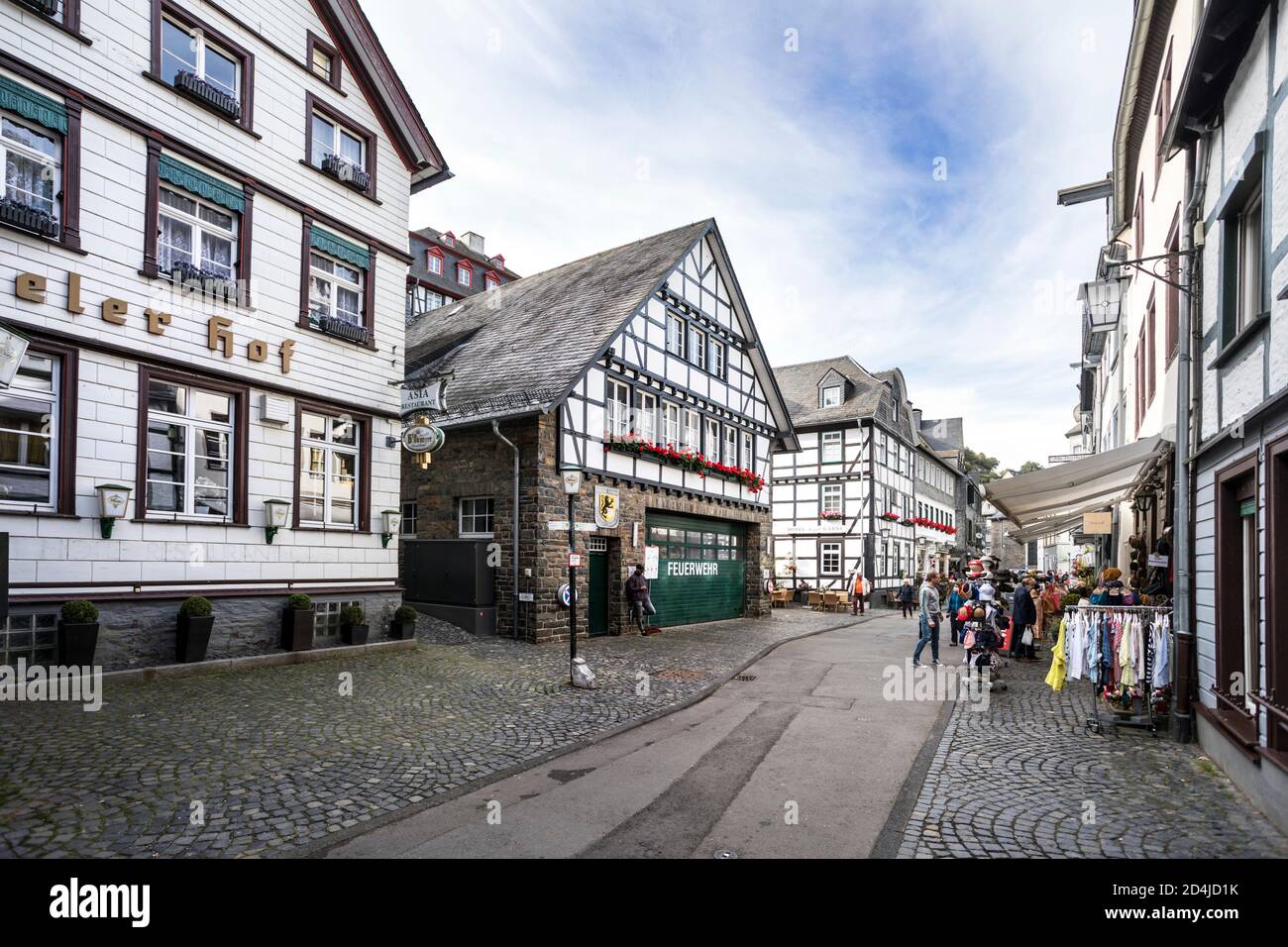 Fire station in the historic old town of Monschau Stock Photo