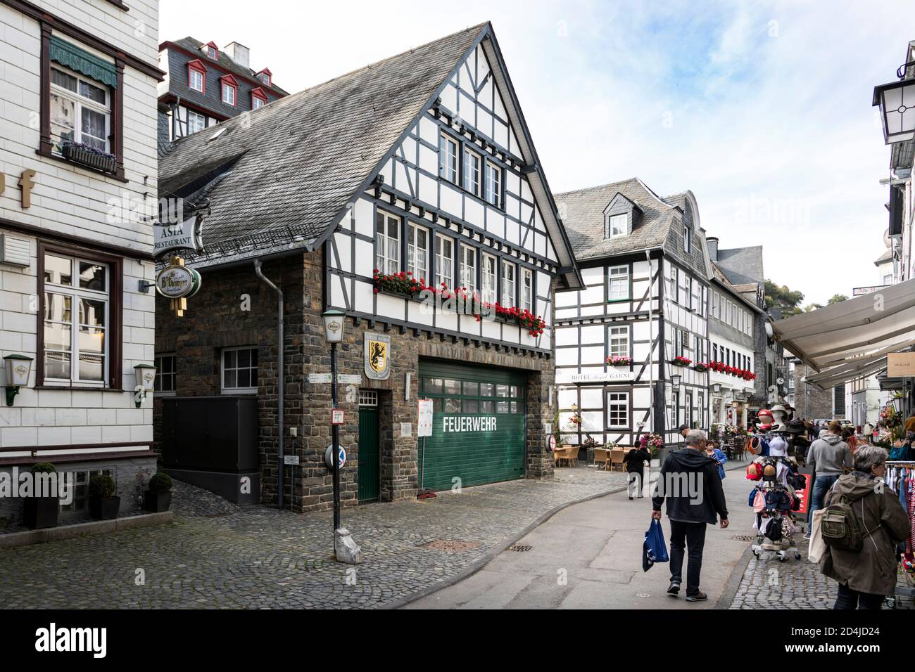 Fire station in the historic old town of Monschau Stock Photo