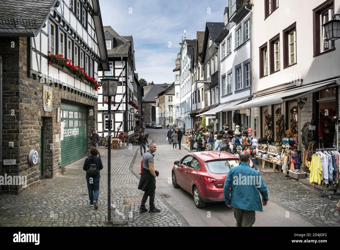 Fire station in the historic old town of Monschau Stock Photo